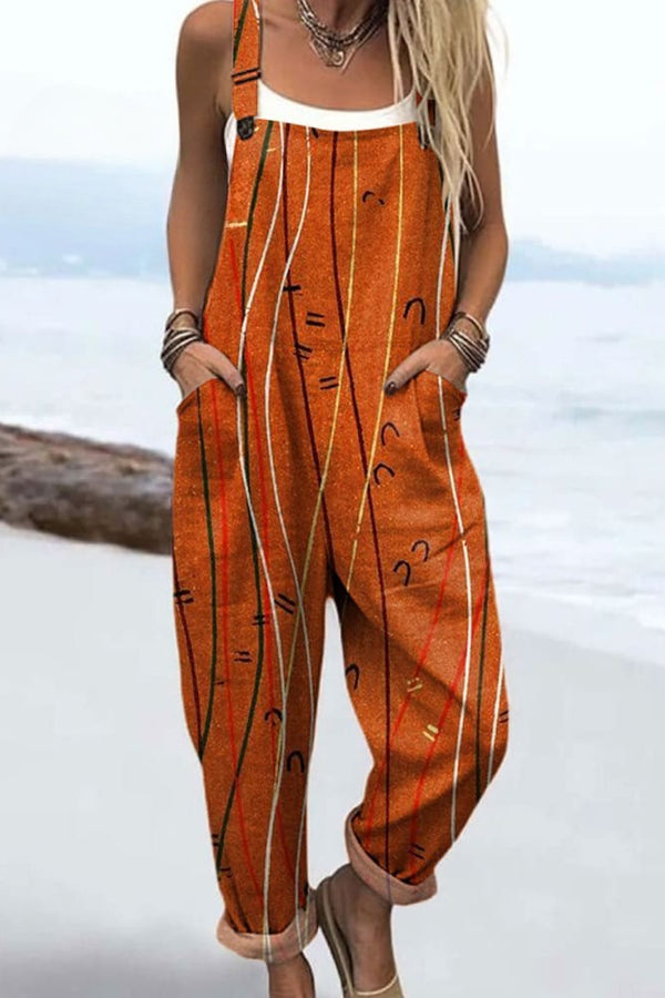 Women's Jumpsuit - Vintage Floral Design, Wide Legs for Comfort and Style
