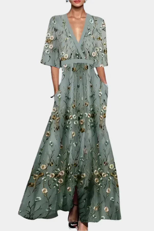 Floral Dress with V-Neck