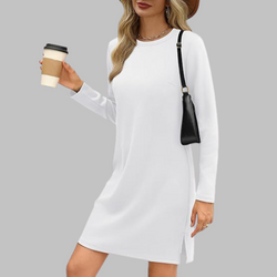 Tiana - Casual Long Sleeve Round Neck Mini Dress