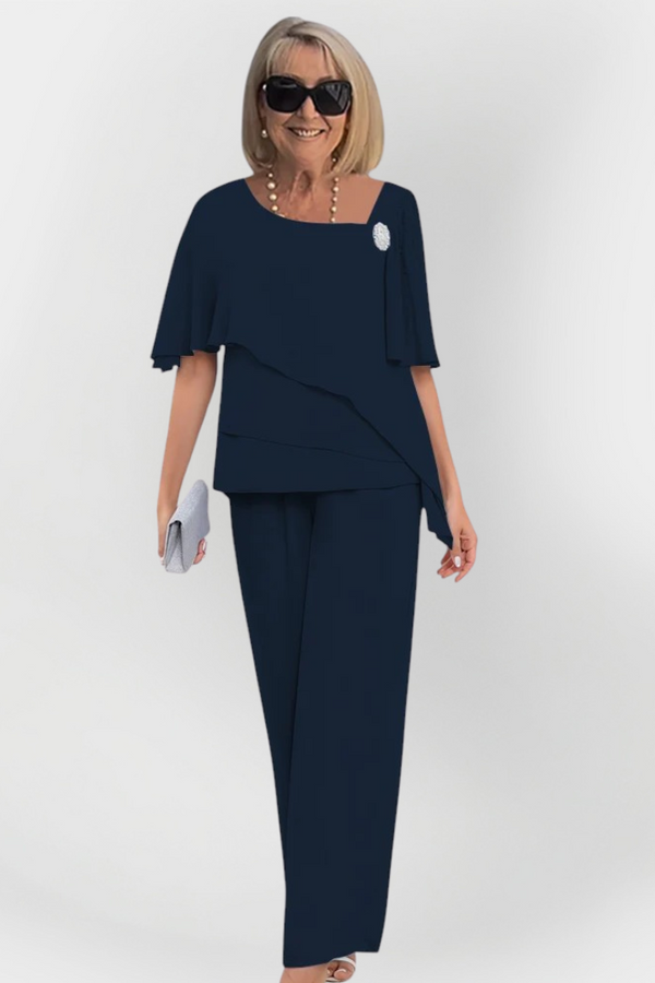 Elegant Double Set of Blouse and Pants