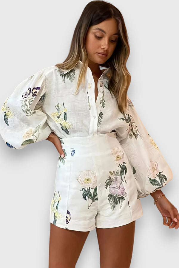 Two-Piece Set with Vibrant Floral Pattern