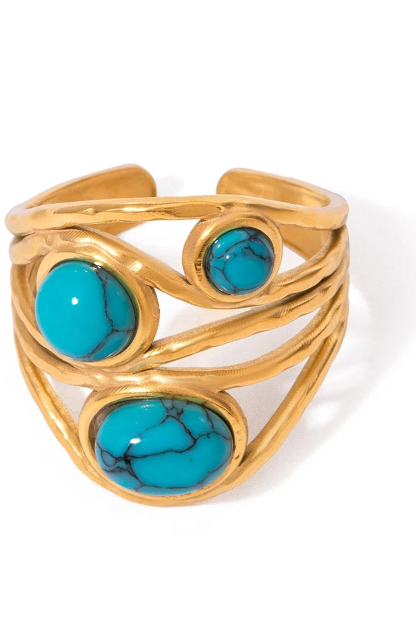 Geometric Blue Tiger Eye Ring