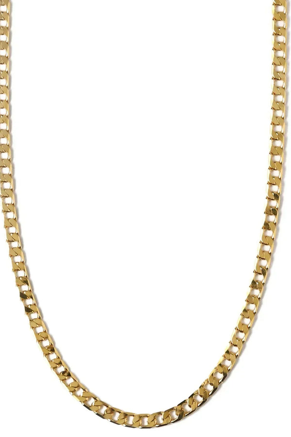 Flat Link Curb Chain Necklace | Gold