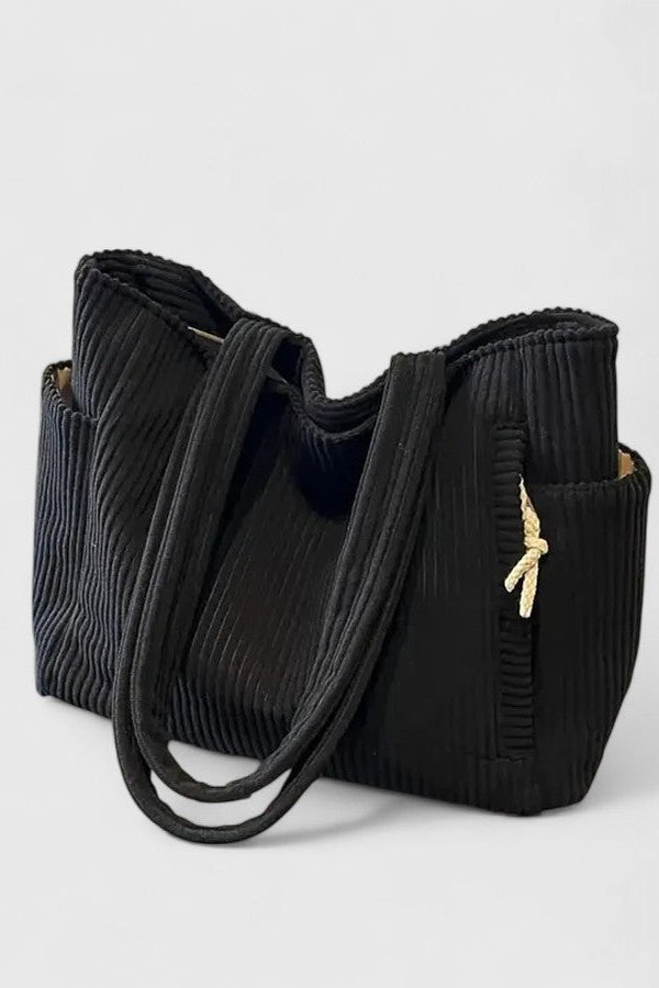 Liorane | Luxurious Ribbed Tote Bag with Cord Detail