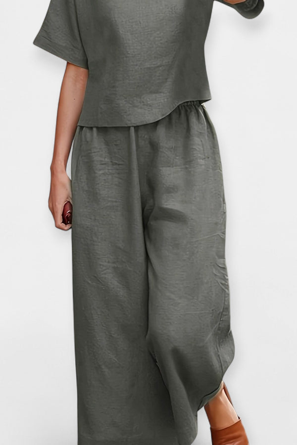 Airy Pants Set with Short-Sleeve Top