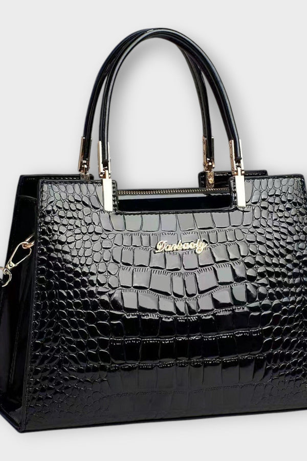 Olivia - Glossy Crocodile Pattern Handbag
