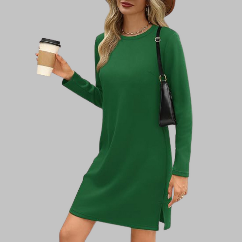 Tiana - Casual Long Sleeve Round Neck Mini Dress