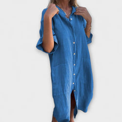 Melanie - Ibiza-Inspired Casual Midi Shirt Dress