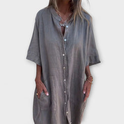 Melanie - Ibiza-Inspired Casual Midi Shirt Dress