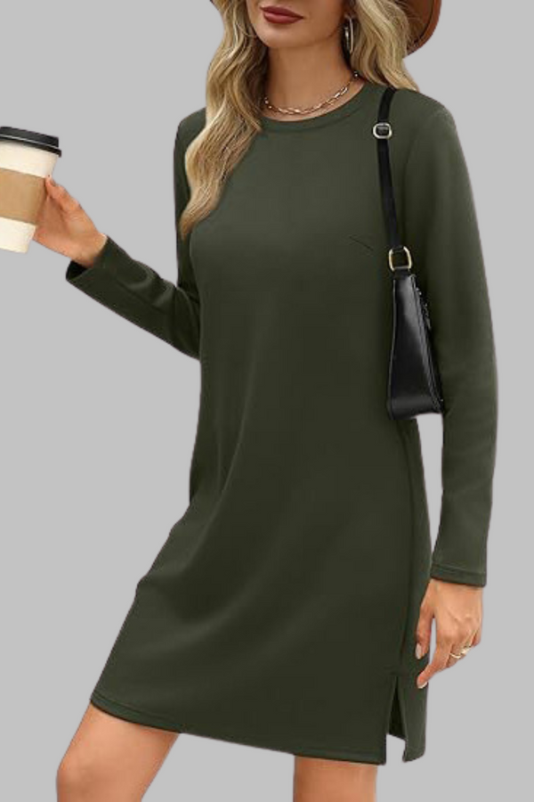 Tiana - Casual Long Sleeve Round Neck Mini Dress