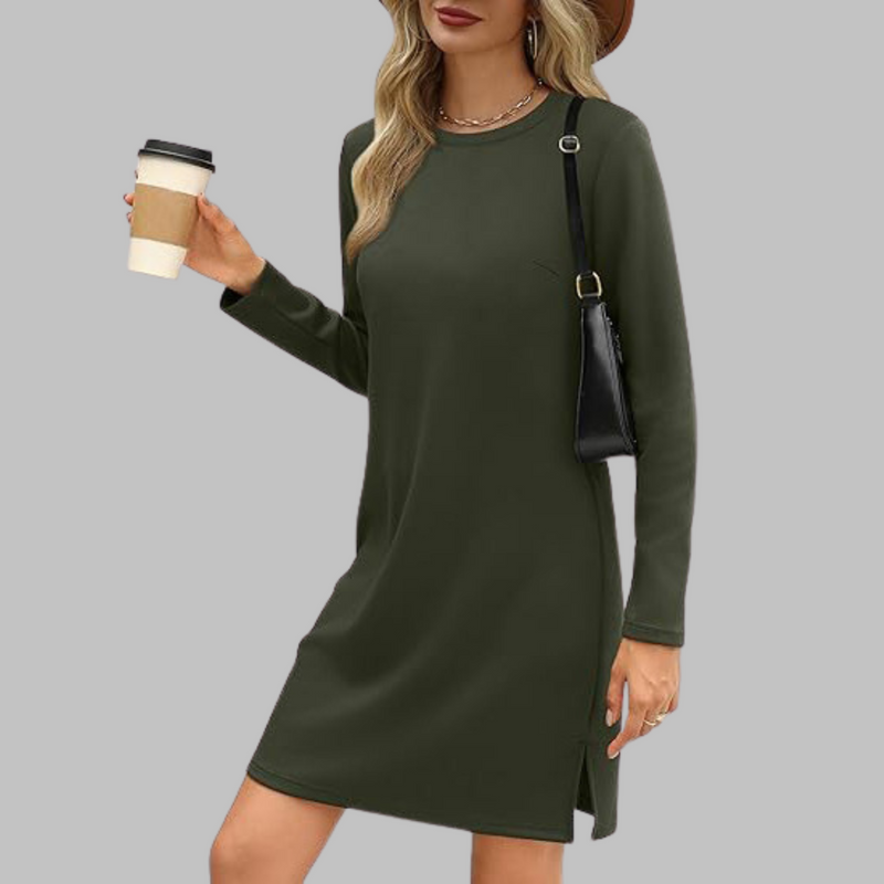 Tiana - Casual Long Sleeve Round Neck Mini Dress
