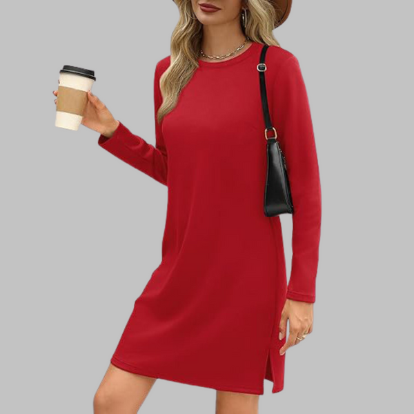 Tiana - Casual Long Sleeve Round Neck Mini Dress