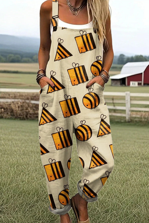 Women's Jumpsuit - Vintage Floral Design, Comfort and Style with Wide Legs