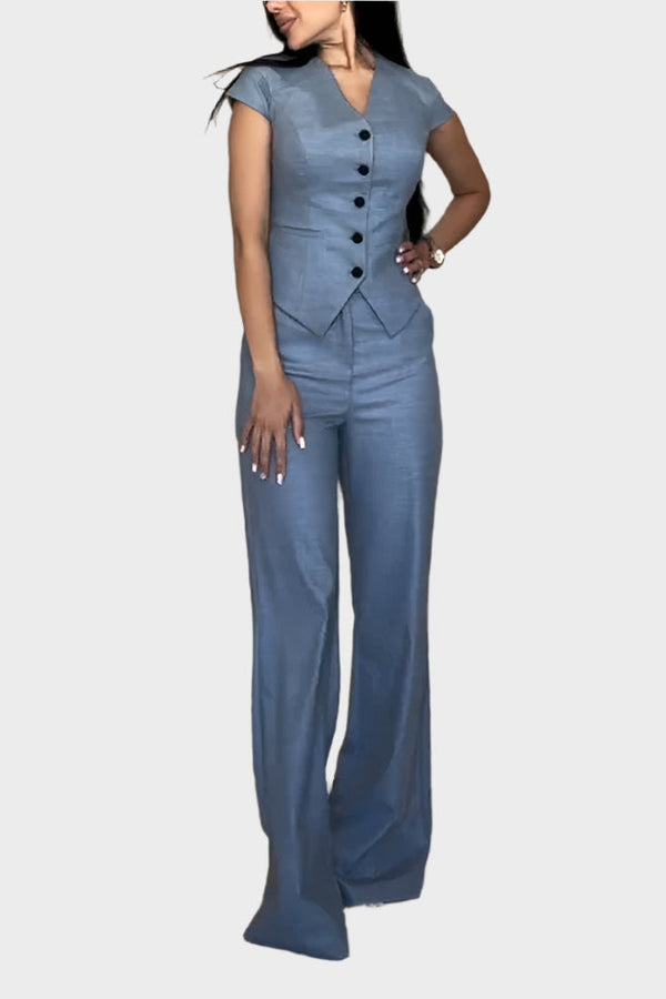 V-Neck Top and Pants Set