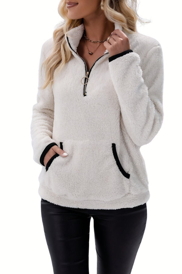 Rosely | Half Zip Borg Fleece Sweatshirt