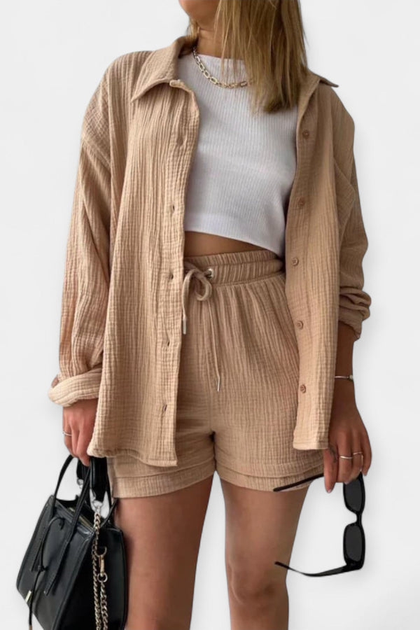Two-Tone Summer Top and Shorts Set