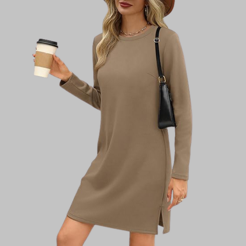 Tiana - Casual Long Sleeve Round Neck Mini Dress