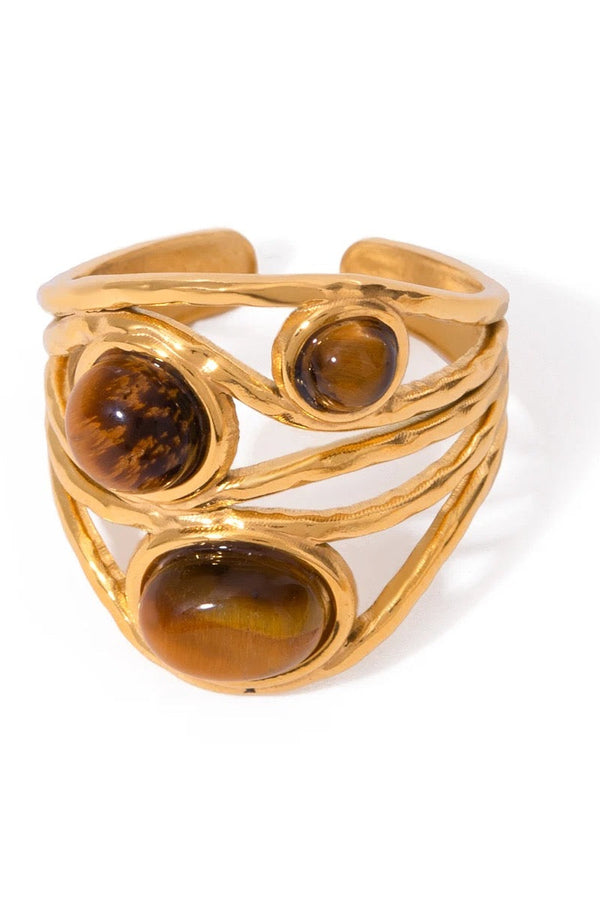 Geometric Tiger Eye Ring