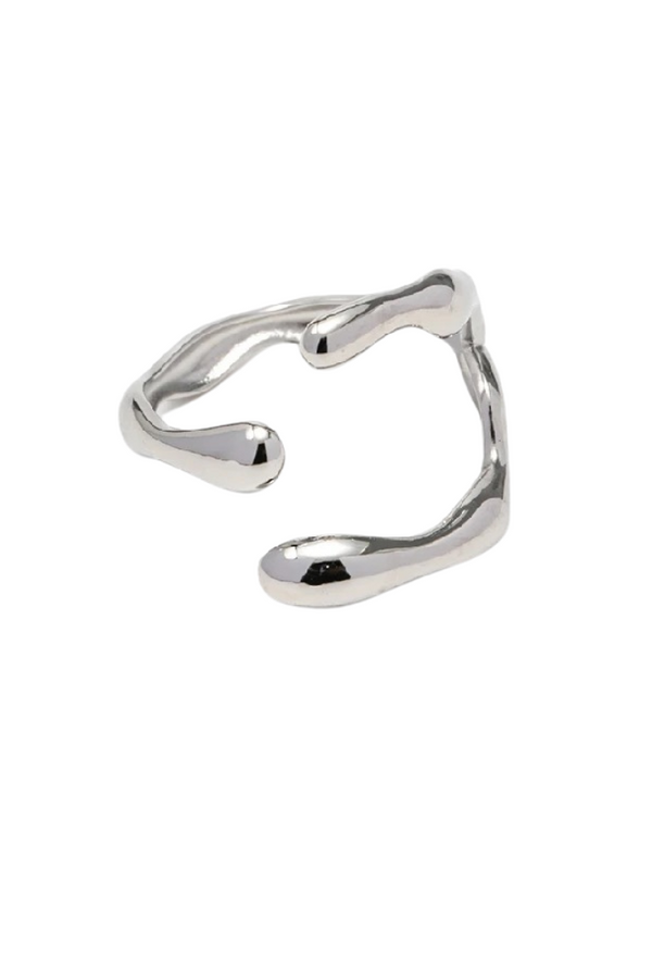 Adjustable Silver Geometric Ring