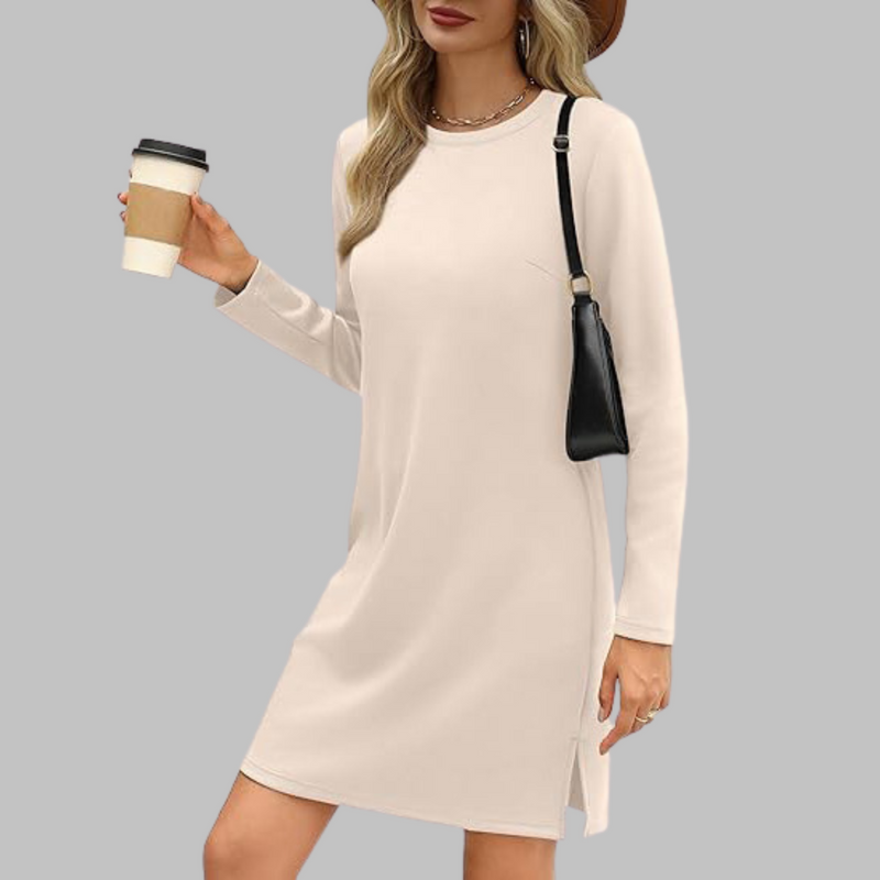 Tiana - Casual Long Sleeve Round Neck Mini Dress