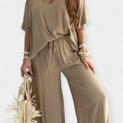 Airy Set with Wide Pants and Loose Blouse