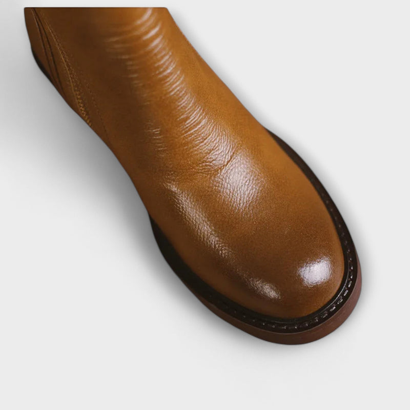 Milana - Leather Boots with Mid Heel