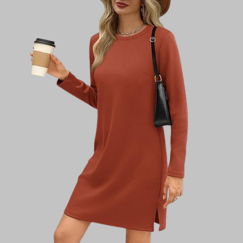 Tiana - Casual Long Sleeve Round Neck Mini Dress