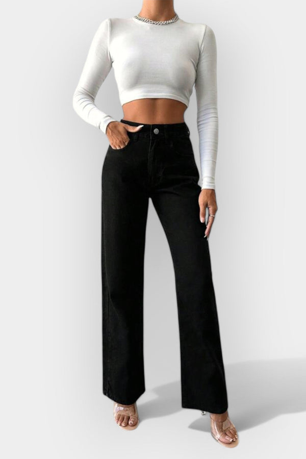 High-Waisted Jeans with Wide Legs