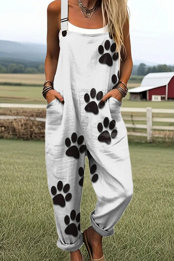 Women's Jumpsuit - Vintage Floral Design, Wide Leg Pants for Comfort and Style