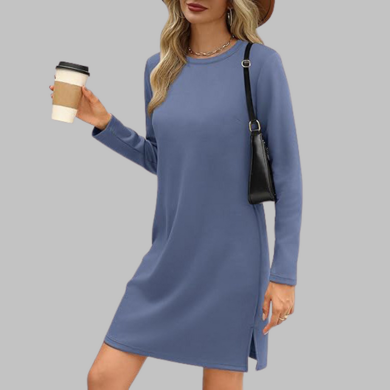 Tiana - Casual Long Sleeve Round Neck Mini Dress