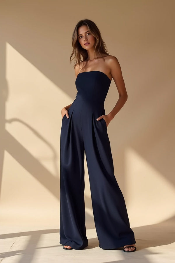 Delphina | Strapless Jumpsuit with Wide Legs