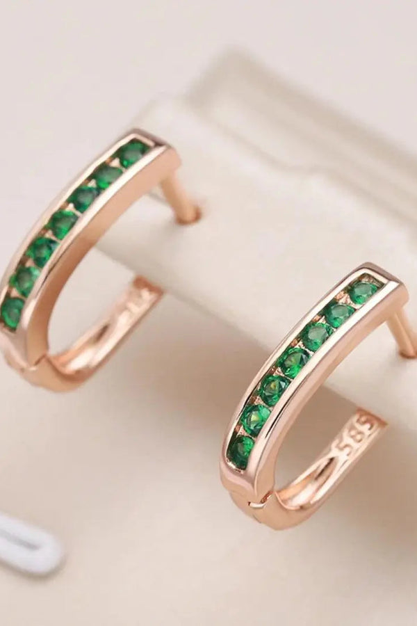 Emerald diamond earrings in gold