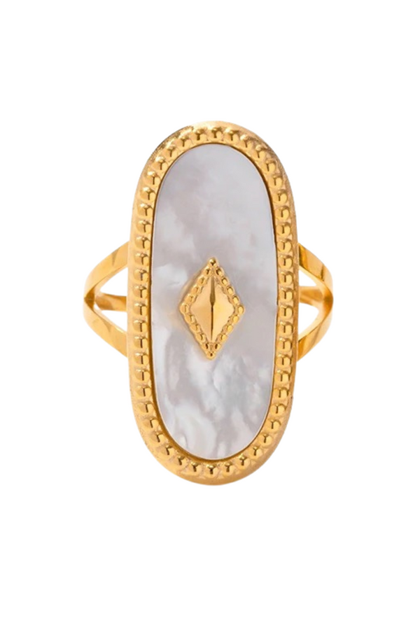 Adjustable Opaline Aura Gold Ring