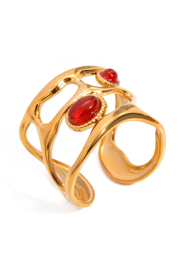 Geometric Red Stone Ring