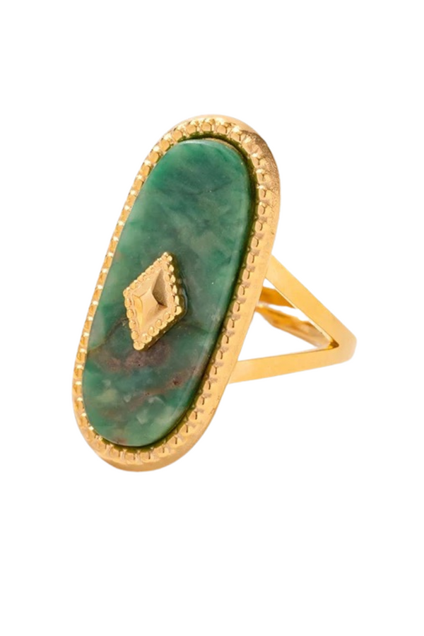 Adjustable Verdite Aura Gold Ring