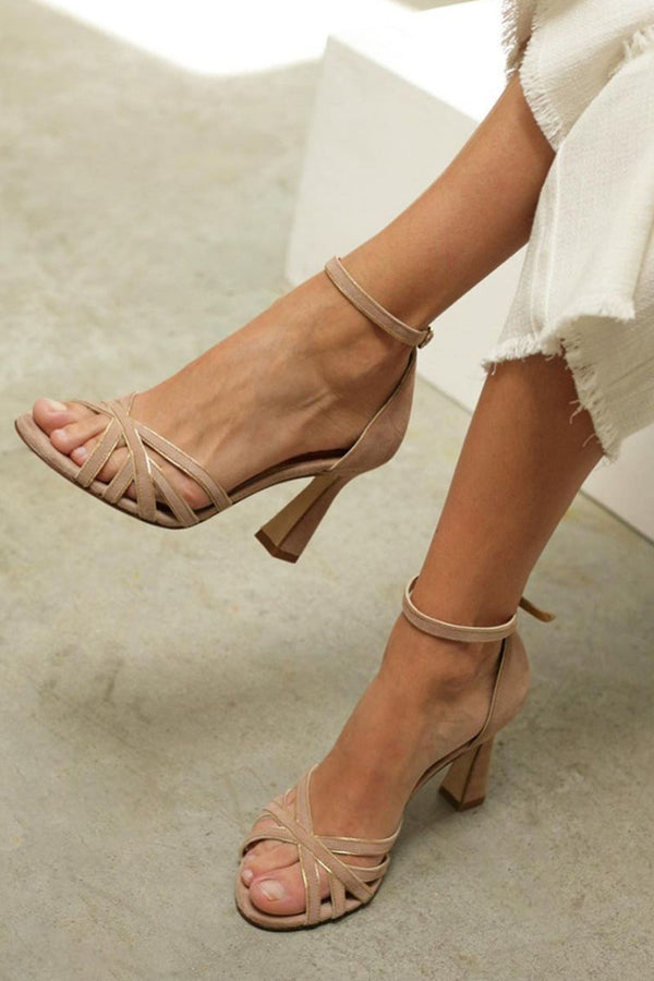 Marona™ | Patchwork sandals with round toe and slim heel