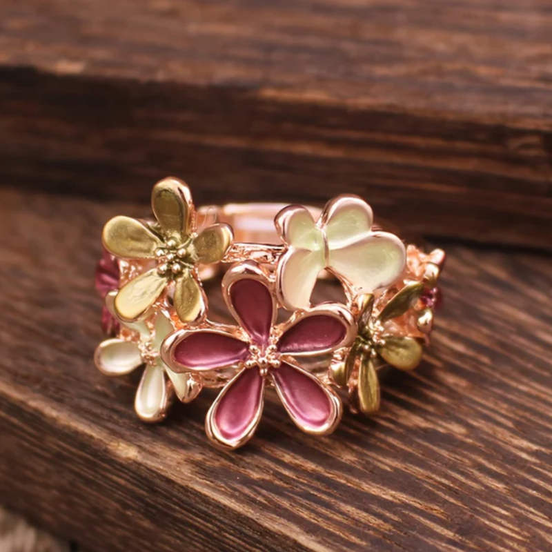 DAISY PINK ENAMEL RING