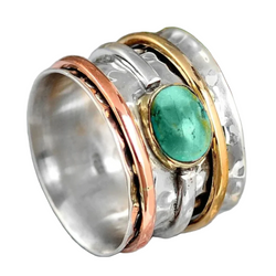 COCO VINTAGE GOLD & SILVER TURQUOISE RING