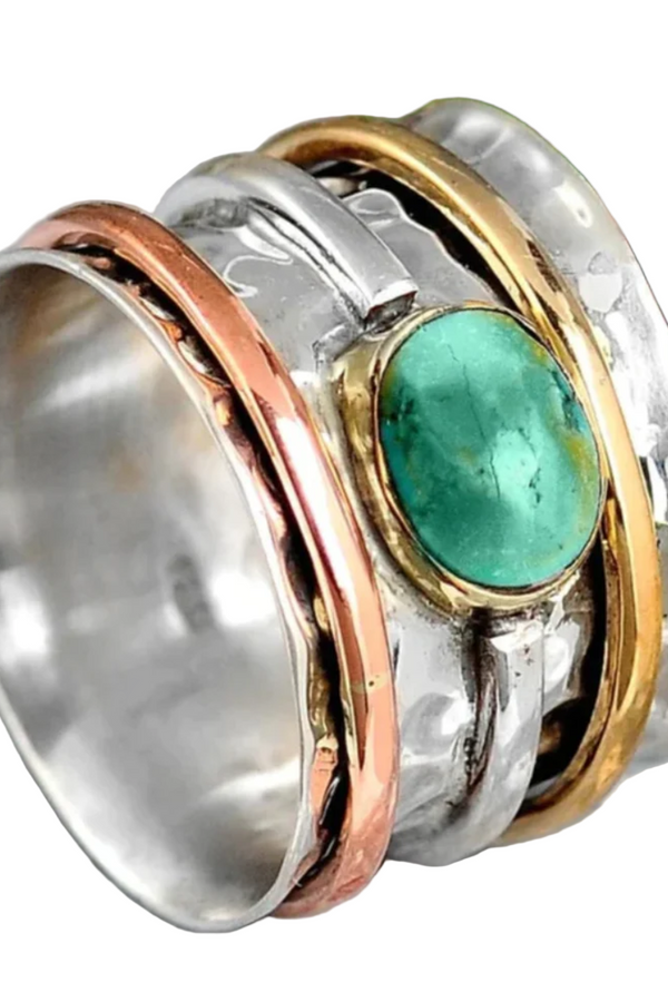COCO VINTAGE GOLD & SILVER TURQUOISE RING