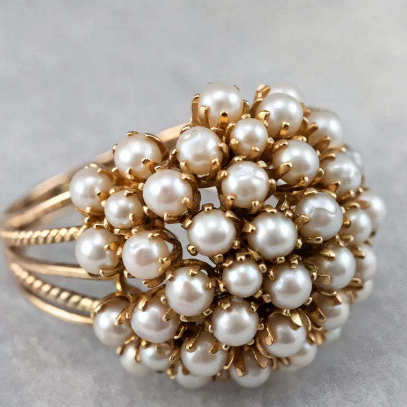 BLUSH INLAID PEARLS RING