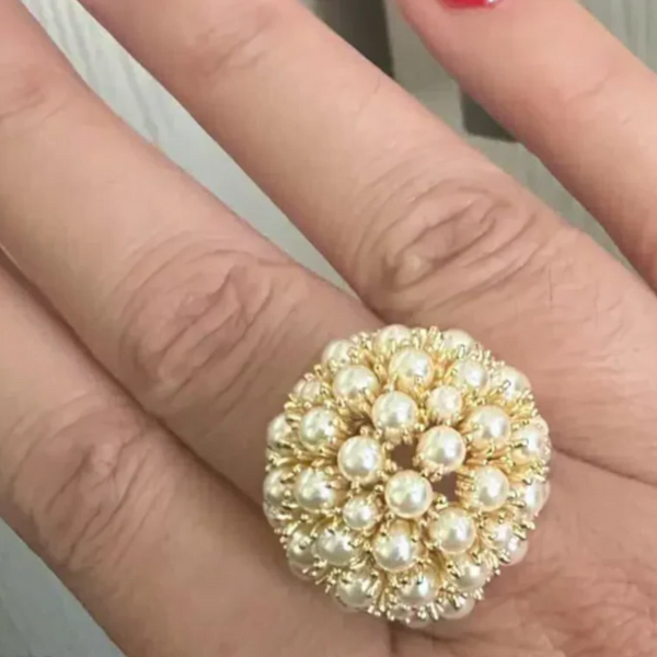 BLUSH INLAID PEARLS RING