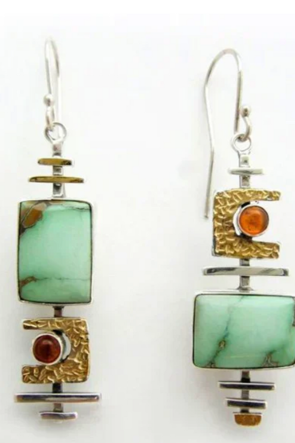BOHO EARRINGS WITH EMERALD SILVER