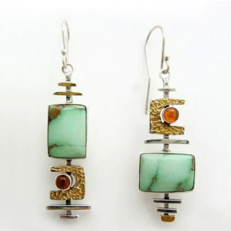 BOHO EARRINGS WITH EMERALD SILVER