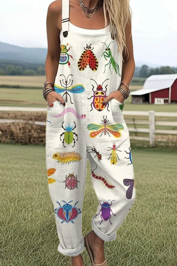 Women's Jumpsuit - Vintage Floral Design, Wide Legs for Comfort and Style