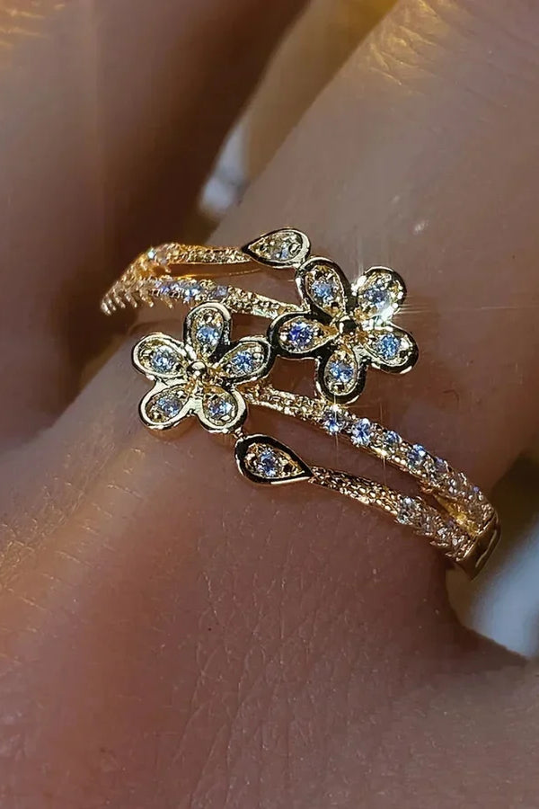 Elegant Bright Flower Gold Ring | Gold