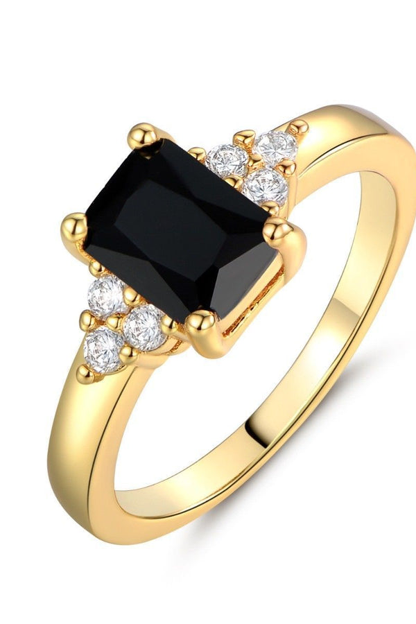 Black Spinel Baguette Ring | Gold