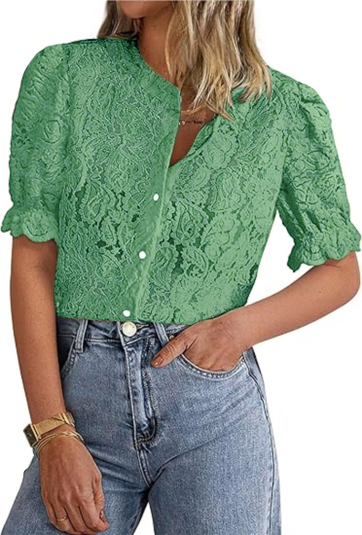 Iris - Chic Long Sleeve Button Down Blouse