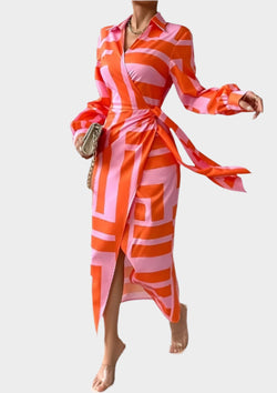 Printed Dress with Adjustable Waist