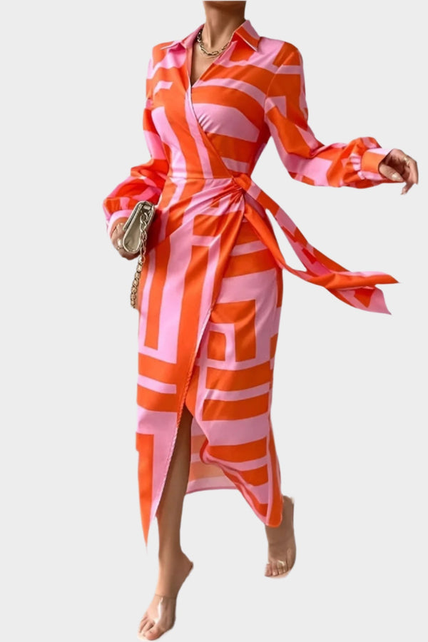 Printed Dress with Adjustable Waist