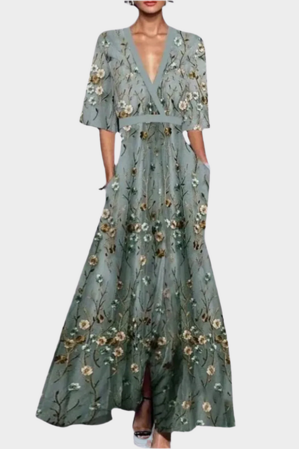 Elegant Floral Dress with Belt